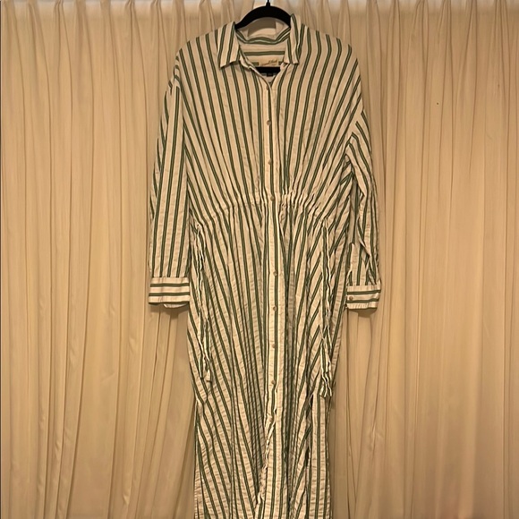 Universal Standard green and White Long Sleeve Notched Collar Dress - Picture 1 of 8
